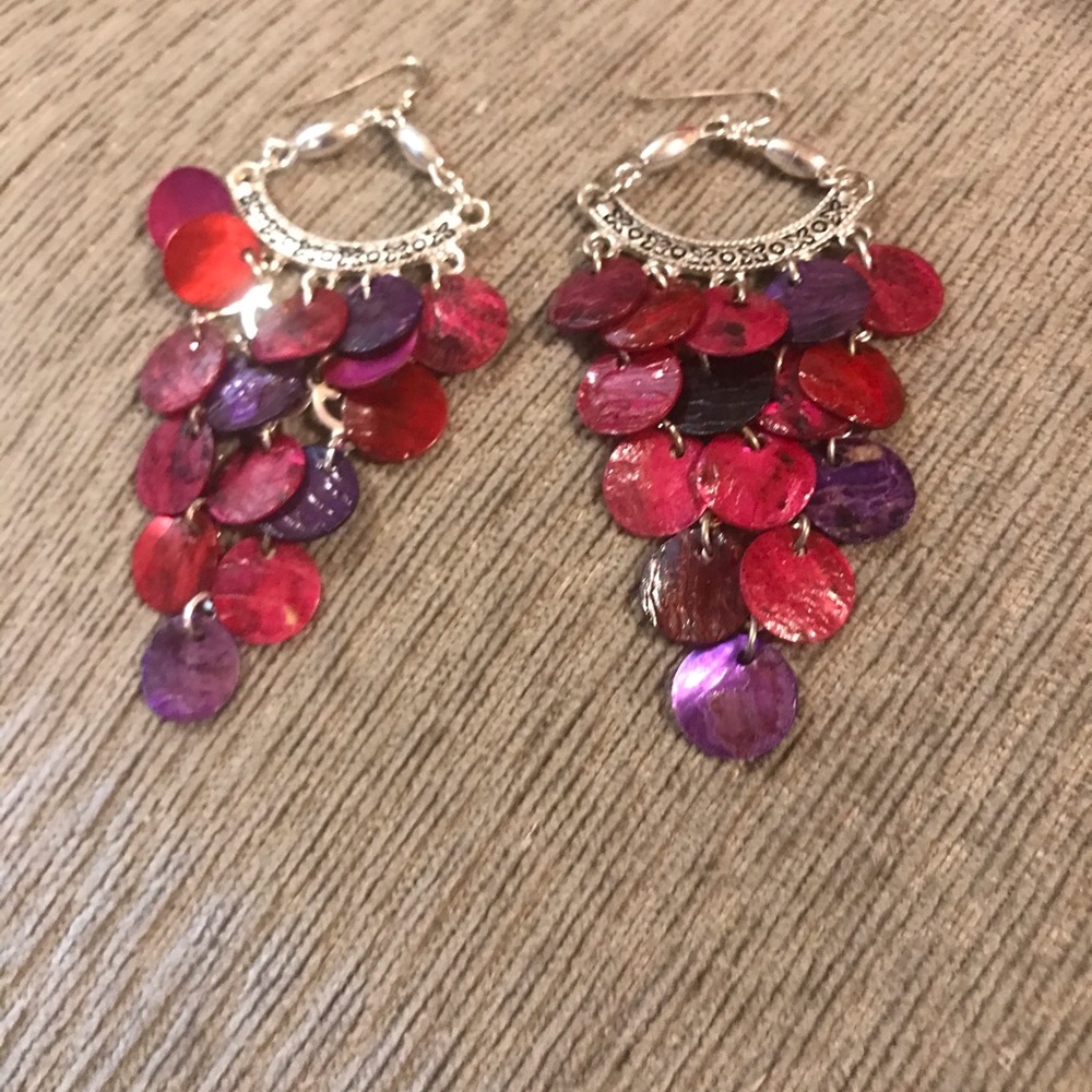 Vintage garnet colored dangle pierced earrings